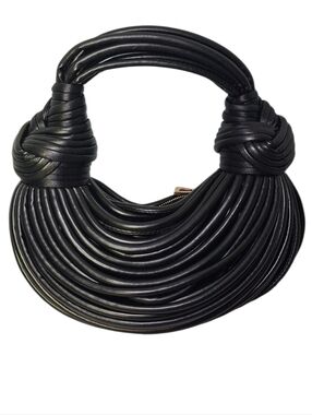 Women’s Hand-woven Clutch Bag Creative Noodles Rope Underarm Hobo Bag Black
